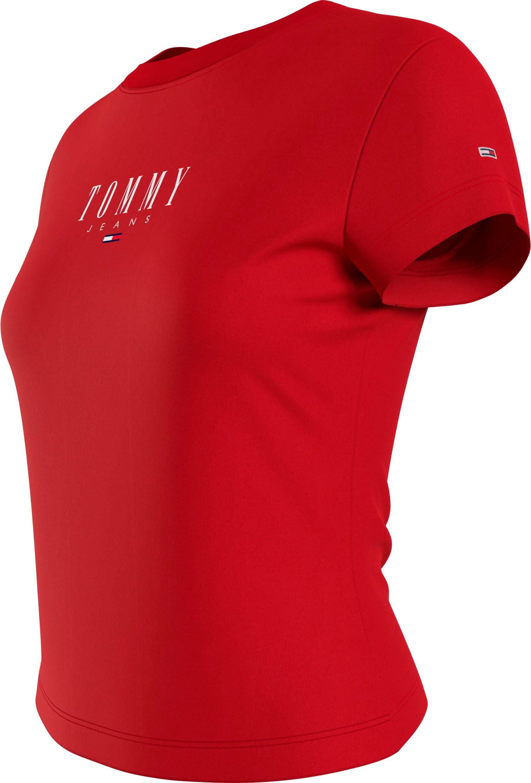 mit TJW LOGO 2 Logodruck und Deep-Crimson Jeans T-Shirt ESSENTIAL Tommy Logostickerei BBY
