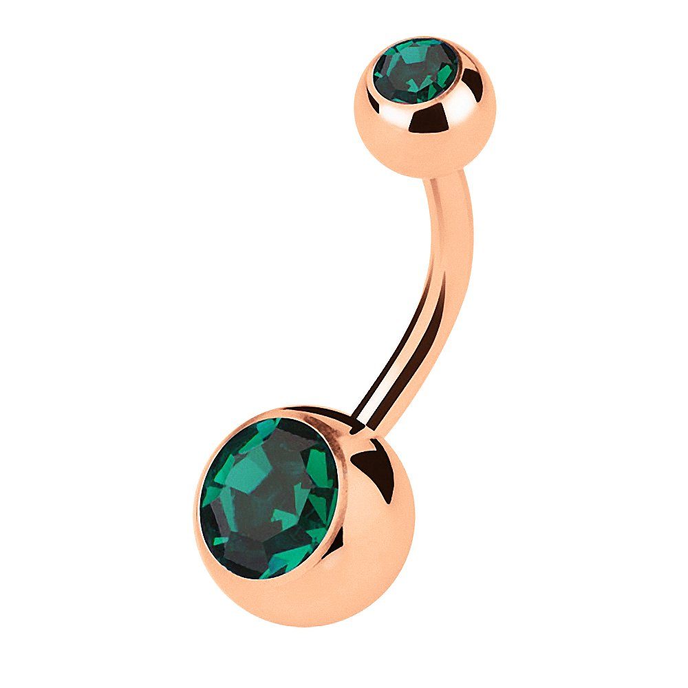 Taffstyle Bauchnabelpiercing Banane Stecker Rosegold vergoldet Chirurgenstahl Kristall Kugel (Elegantes Bauchnabelpiercing mit funkelndem Kristall für jeden Look), Bauchpiercing Nabelpiercing Stecker
