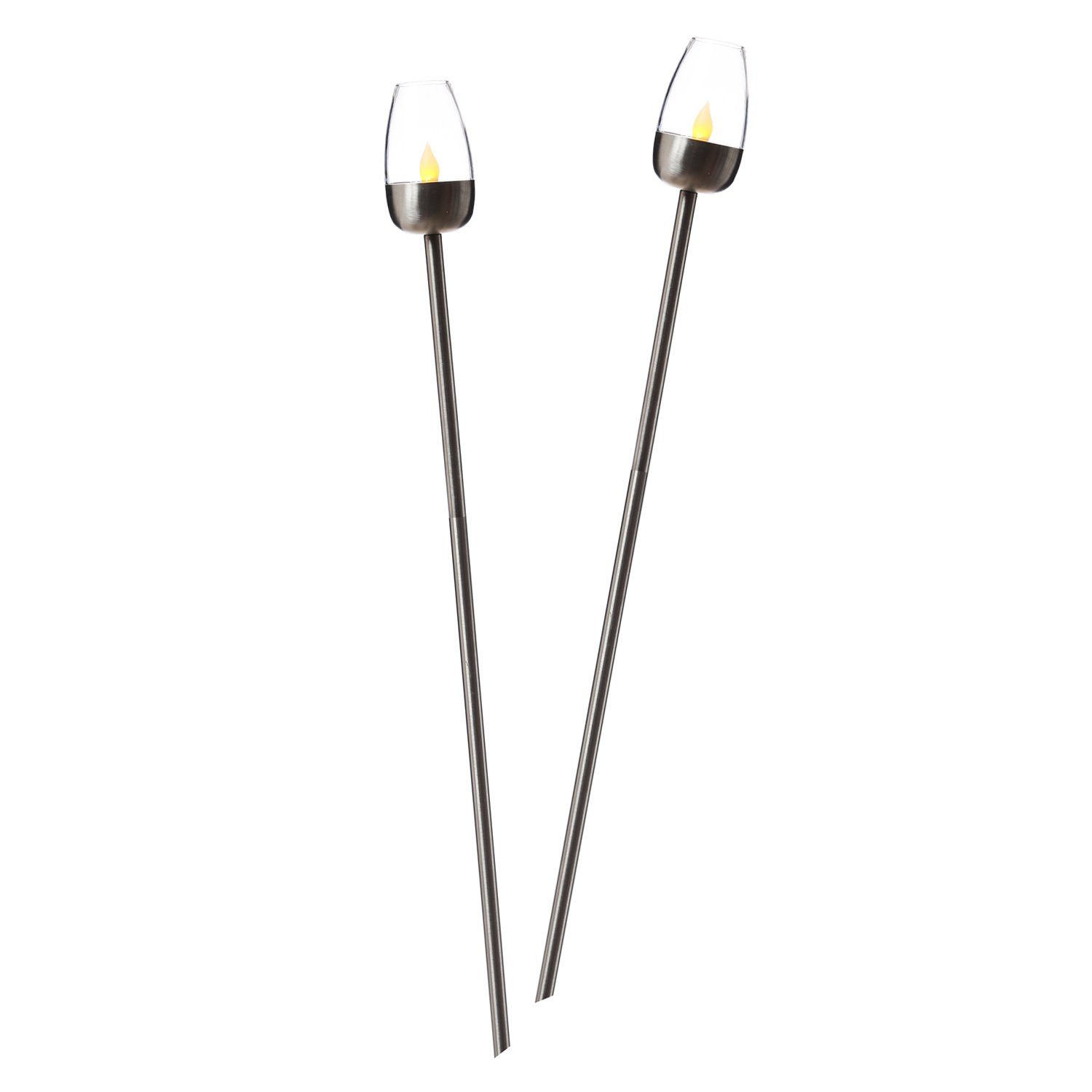 MARELIDA LED Gartenfackel amber LED H: flackernd Wegleuchte Solarleuchte Gartenfackel 110cm Classic, Solar LED 2St