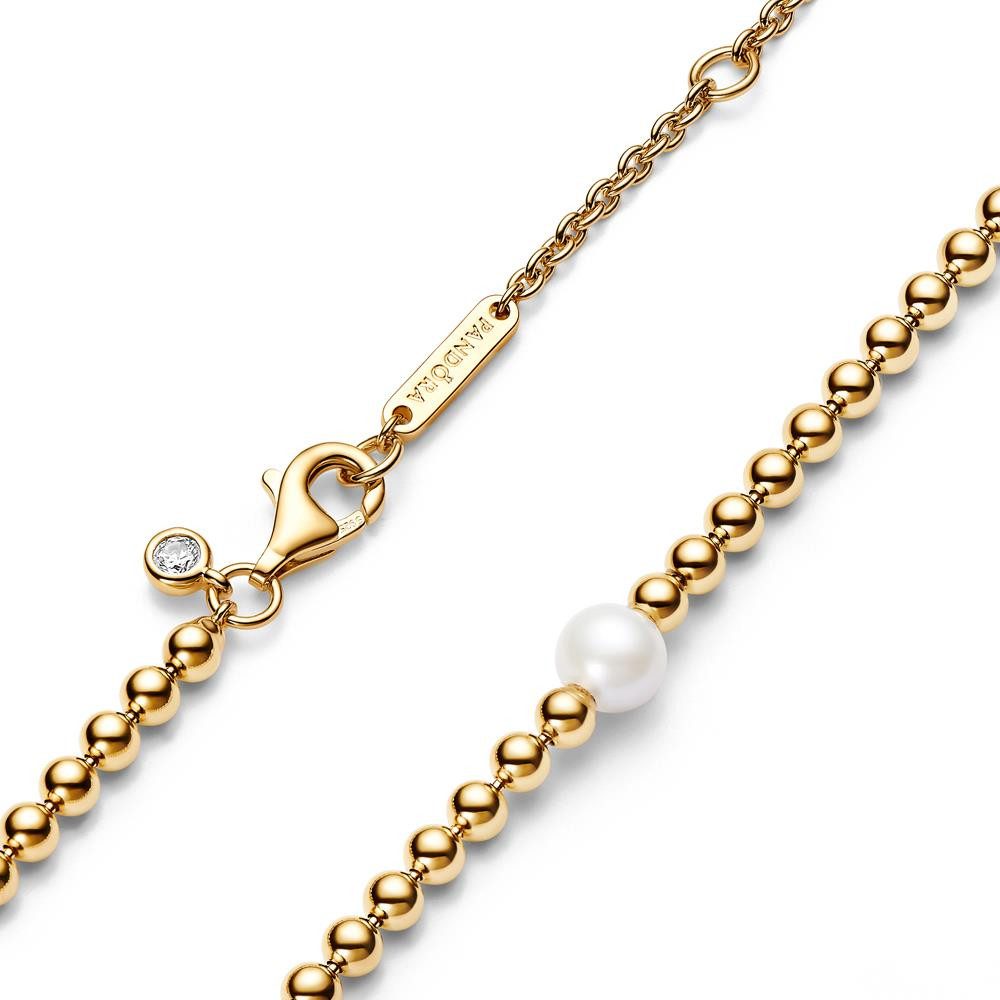 Pandora Kette ohne Anhänger PANDORA Timeless Damen Kugelkette mit Perle, IP Gold