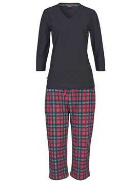 H.I.S Capri-Pyjama (2 tlg., 1 Stück) mit karierter Hose und passendem Basic-Shirt