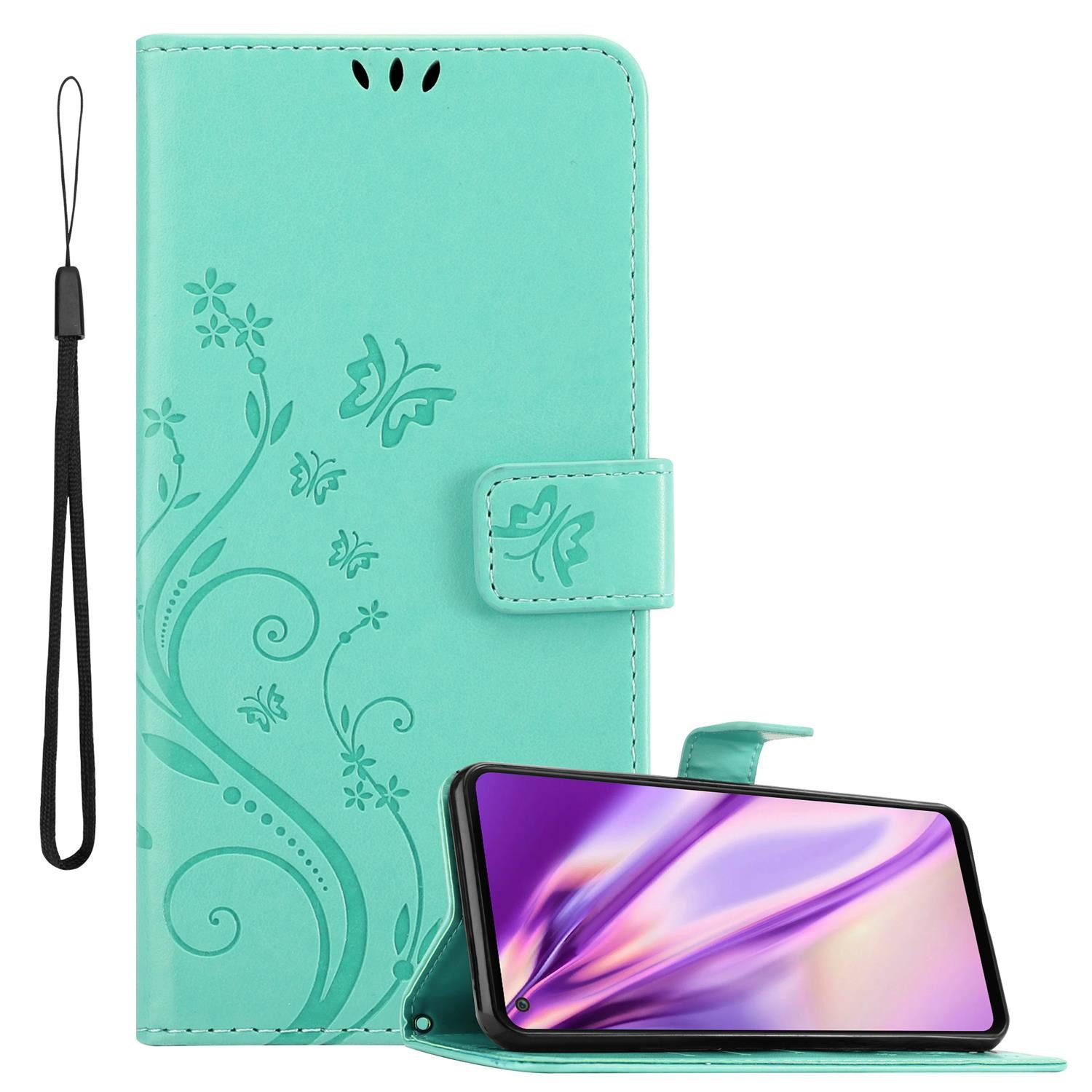 Cadorabo Handyhülle für Samsung Galaxy A21s Hülle Samsung Galaxy A21s, Hülle Schutzhülle Blumen Flower mit Standfunktion Kartenfach Magnet