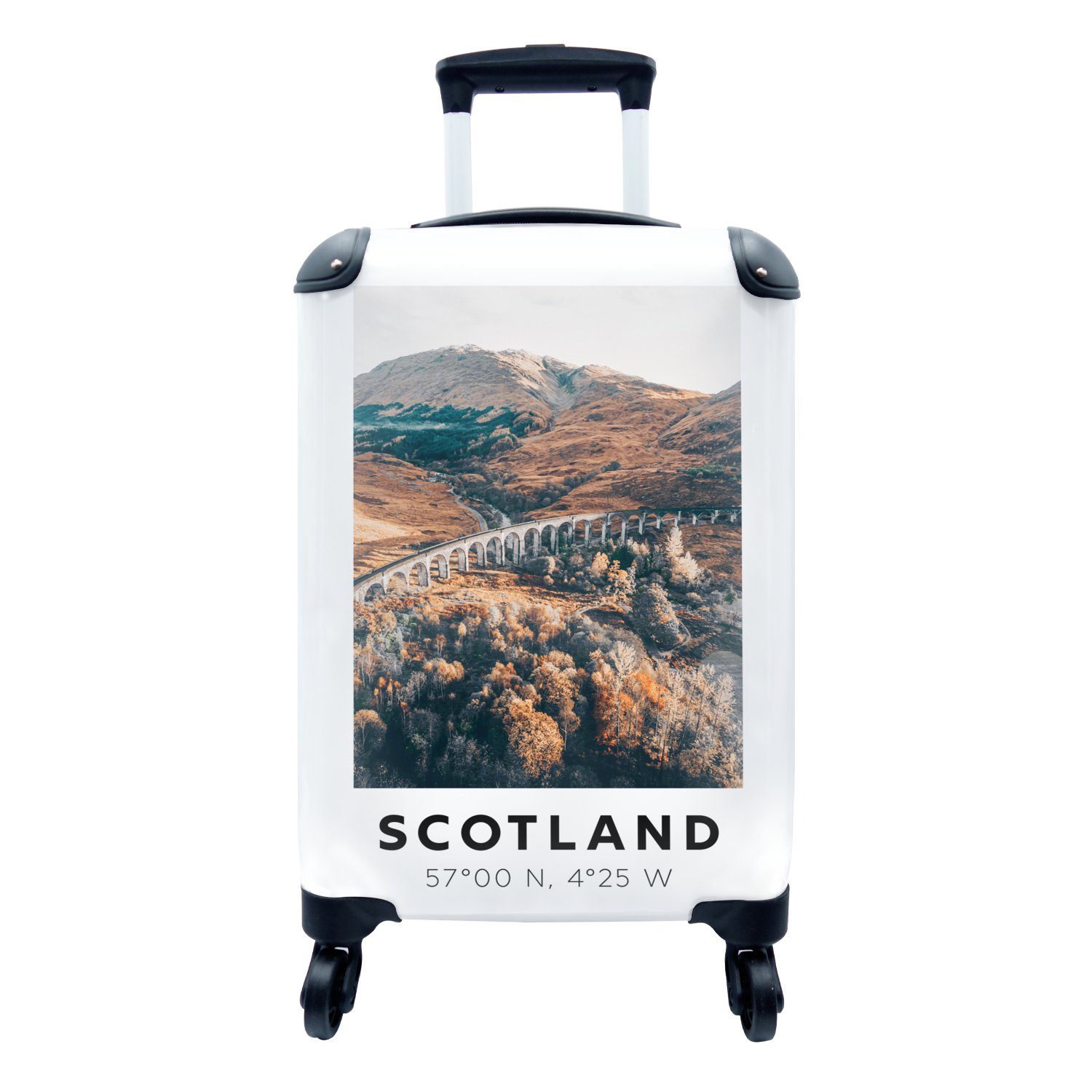 MuchoWow Handgepäckkoffer Schottland - Brücke - Hügel, 4 Rollen, Reisetasche mit rollen, Handgepäck für Ferien, Trolley, Reisekoffer