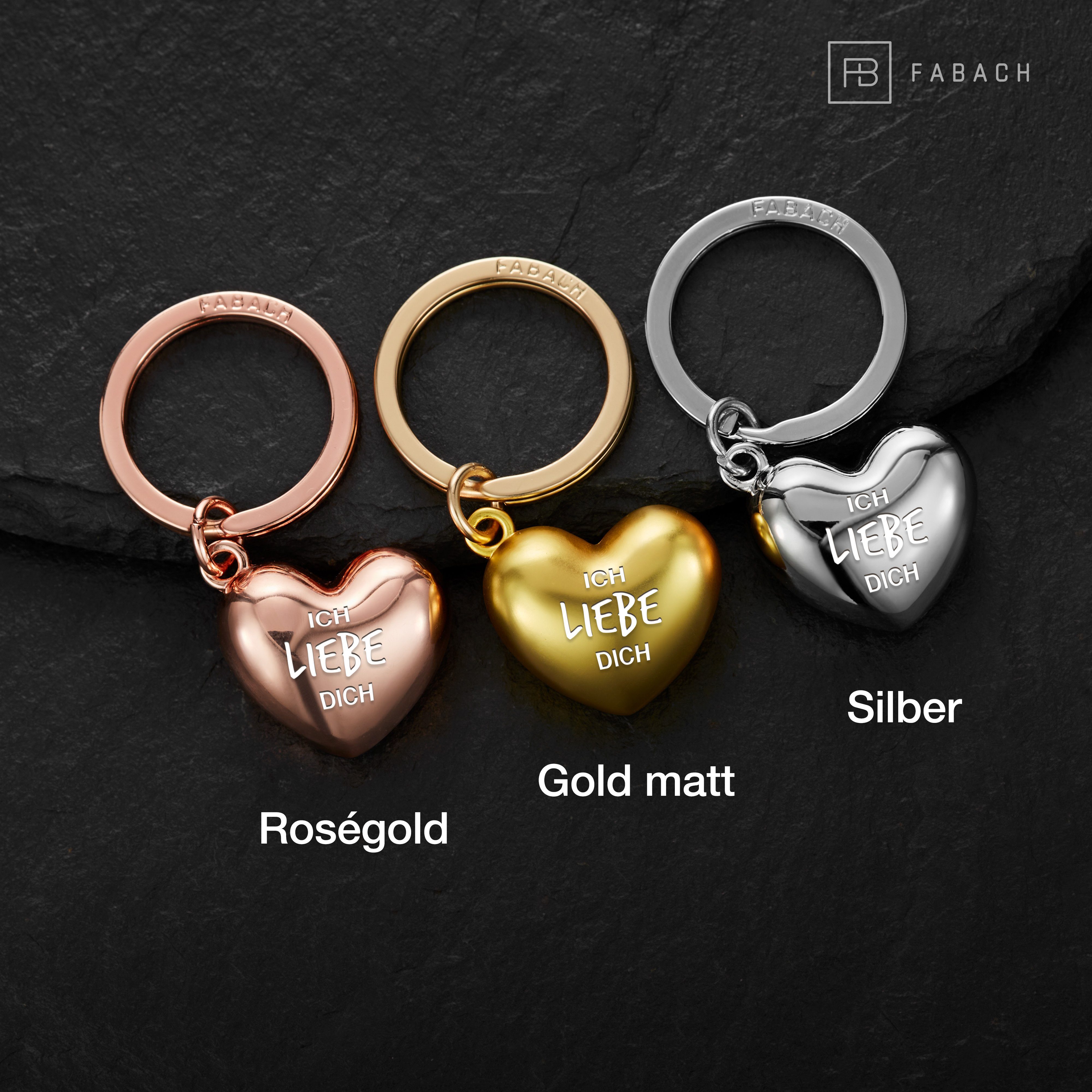 FABACH Schlüsselanhänger Herz mit Gravur - "Ich liebe dich" - Geschenk Partner Freundin Ehefrau