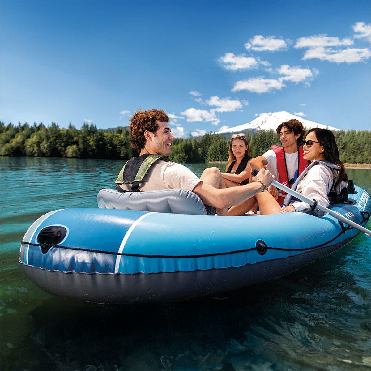 Intex Schlauchboot Excursion 4 Set + Außenbordmotor + Befestigung