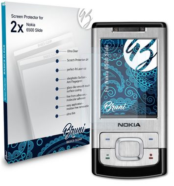 Bruni Schutzfolie Glasklare Displayschutzfolie für Nokia 6500 Slide, (2 Folien), praktisch unsichtbar