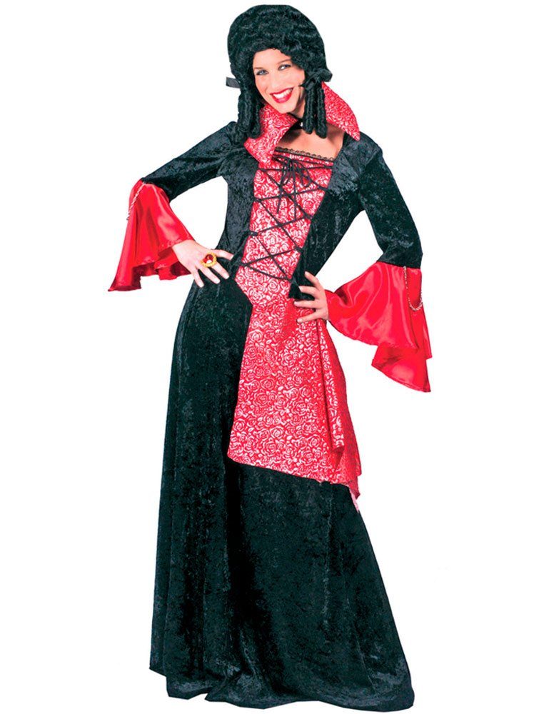 Das Kostümland Hexen-Kostüm Gräfin Vampirin Kostüm für Damen - Schwarz Rot