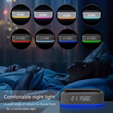 GOOLOO Wecker Digitale Wecker Audio Bluetooth mit drahtlosem Aufladen u Nachtlicht 15 W schnelles kabelloses Laden STEREO-SOUND UNTERSTÜTZUNG Nachtlicht