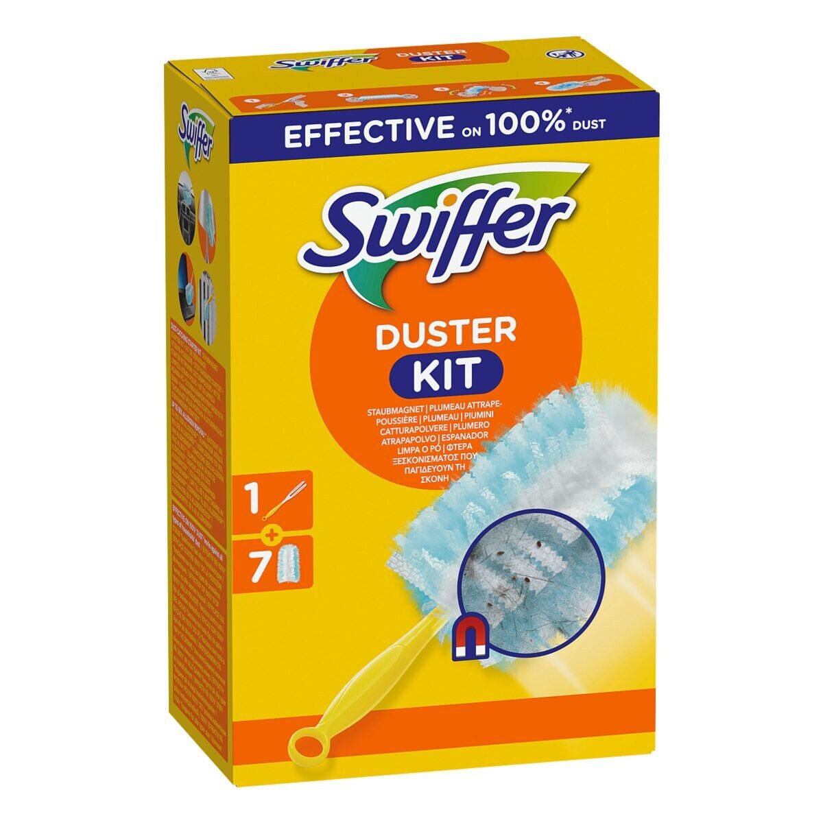Swiffer Staubwischer Duster Staubmagnet Starter-Kit, Griff + 7 Tücher