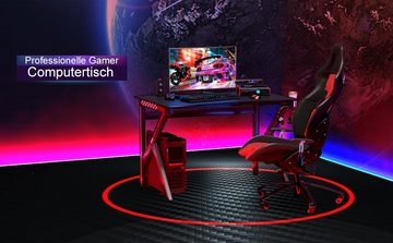 COSTWAY Gamingtisch, mit Kopfhörerhaken & Tassenhalter & Kabelmanagement