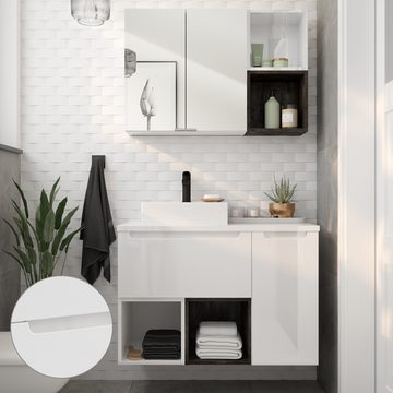 Lomadox Unterschrank SOFIA-107 Badezimmer drehbar um 180° in weiß Hochglanz lackiert : 30/60/45 cm