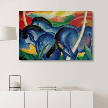 Posterlounge Holzbild Franz Marc, Die großen blauen Pferde, Malerei