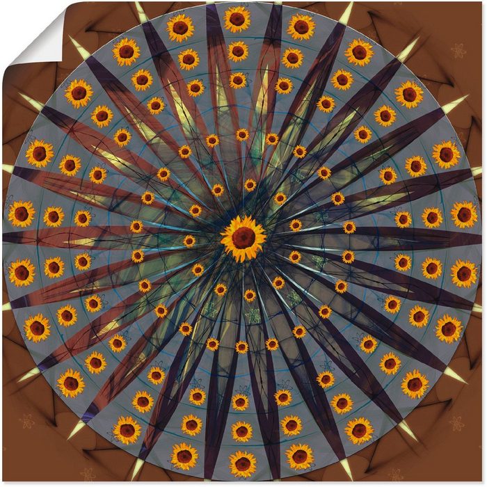 Artland Wandbild Mandala - Sonnenblume Muster (1 St) als Alubild Leinwandbild Wandaufkleber oder Poster in versch. Größen