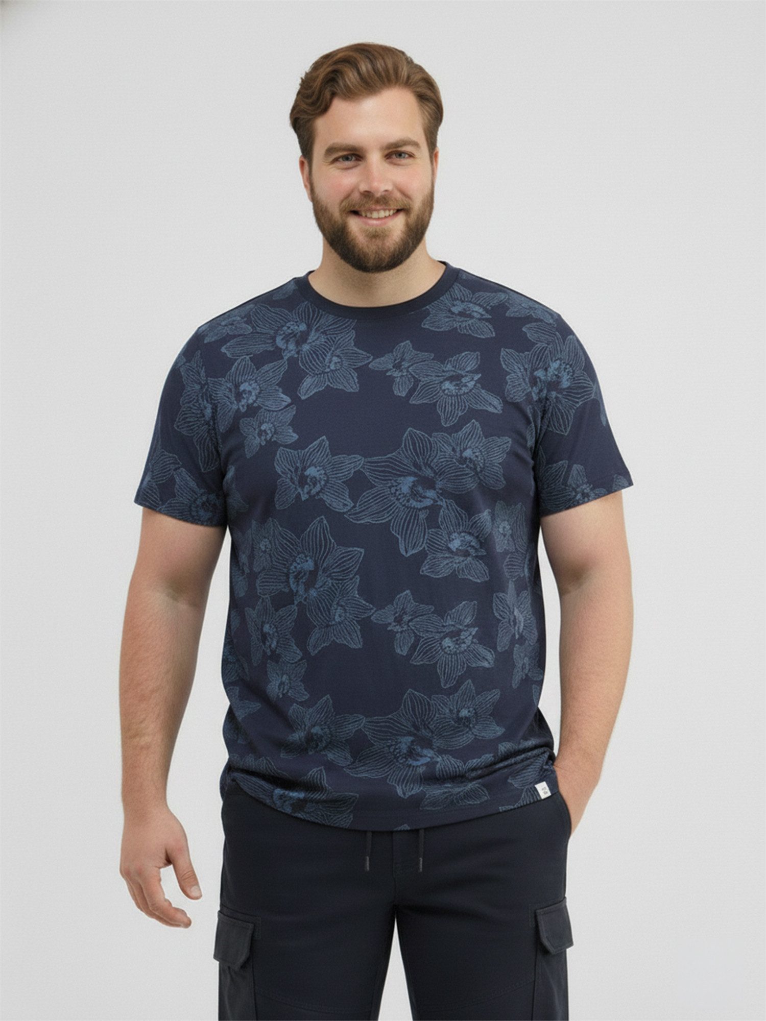 LERROS Rundhalsshirt Floral bedrucktes T-Shirt in Jersey-Qualität, große Größen