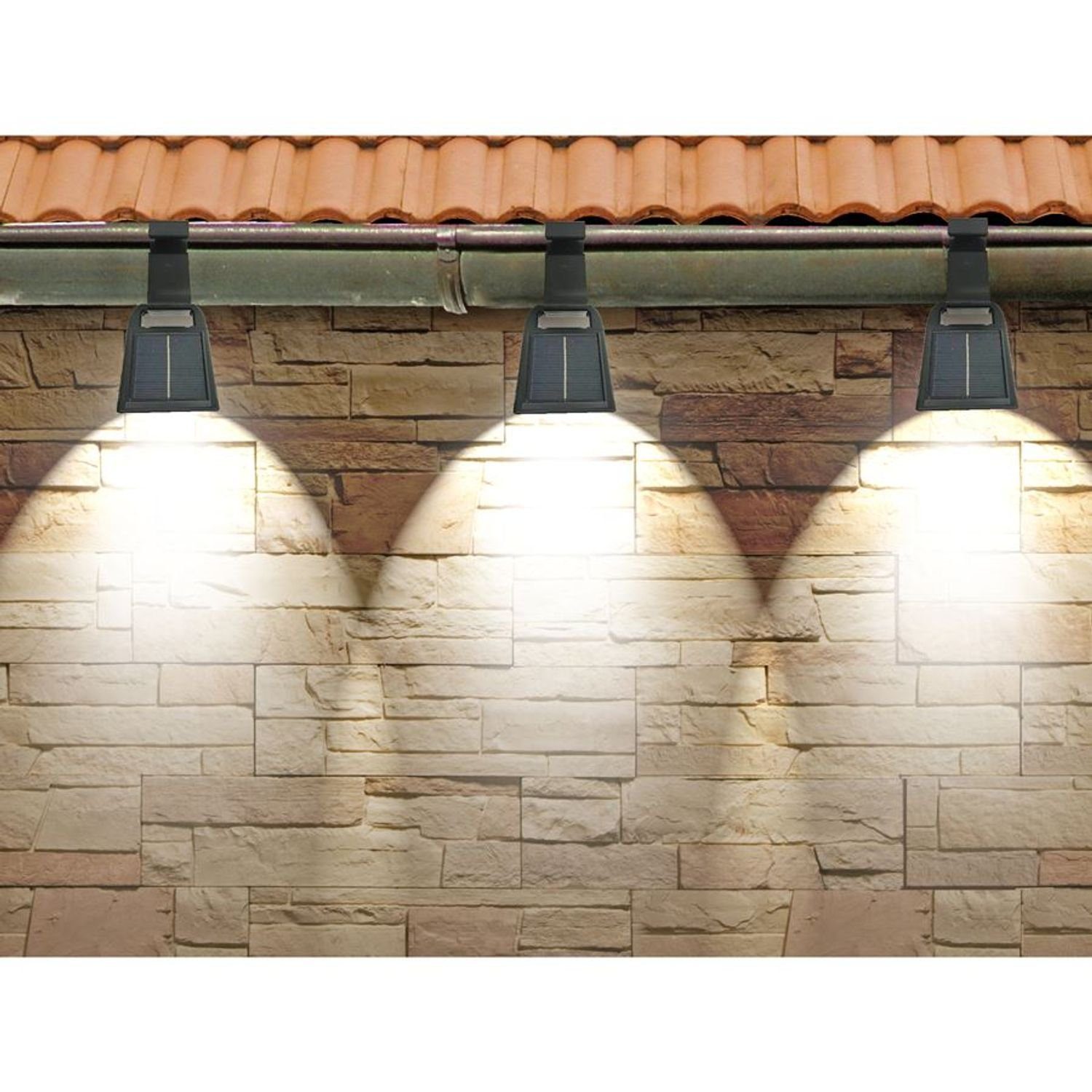 BURI Gartenleuchte 3er-Set Solar Dachrinnenleuchten Solarlampen Zaunleuchte Aussenlampe G