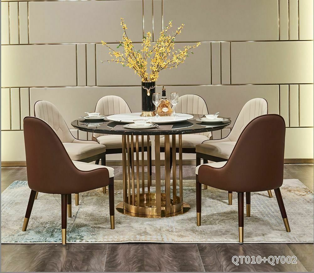 JVmoebel Essgruppe, Esszimmer Runde Tische Essgruppe Set Stuhl Gruppe Tisch  6 Design Stühle 7tlg Neu online kaufen | OTTO