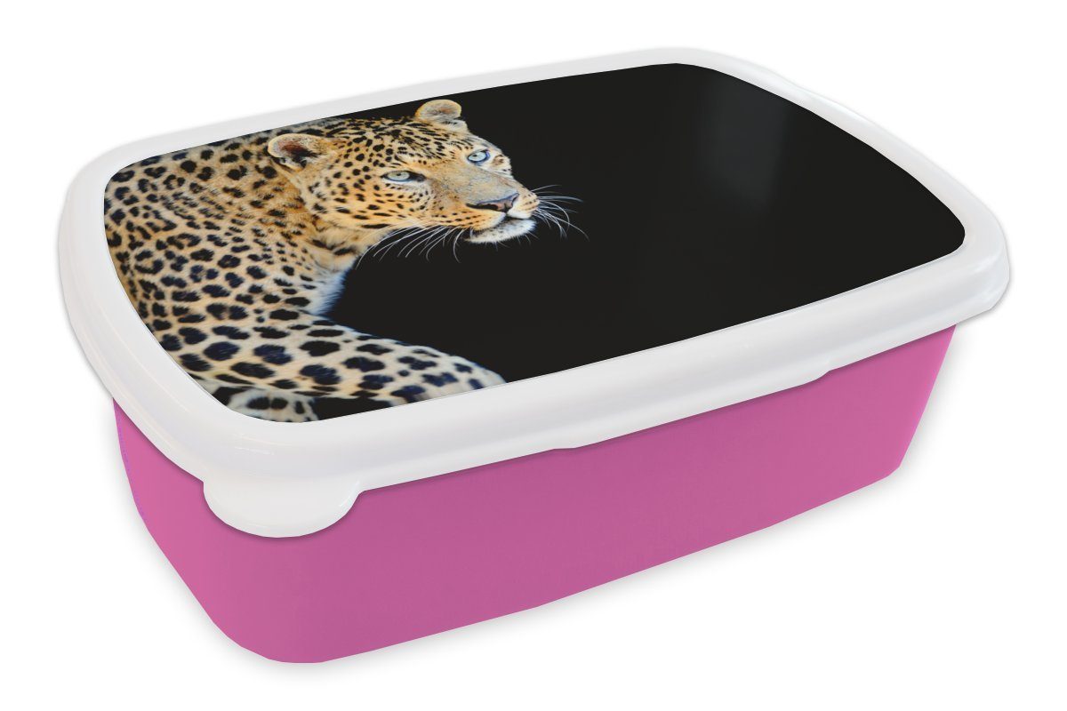 MuchoWow Lunchbox Panther - Jagd - Schwarz, Kunststoff, (2-tlg), Brotbox für Erwachsene, Brotdose Kinder, Snackbox, Mädchen, Kunststoff rosa