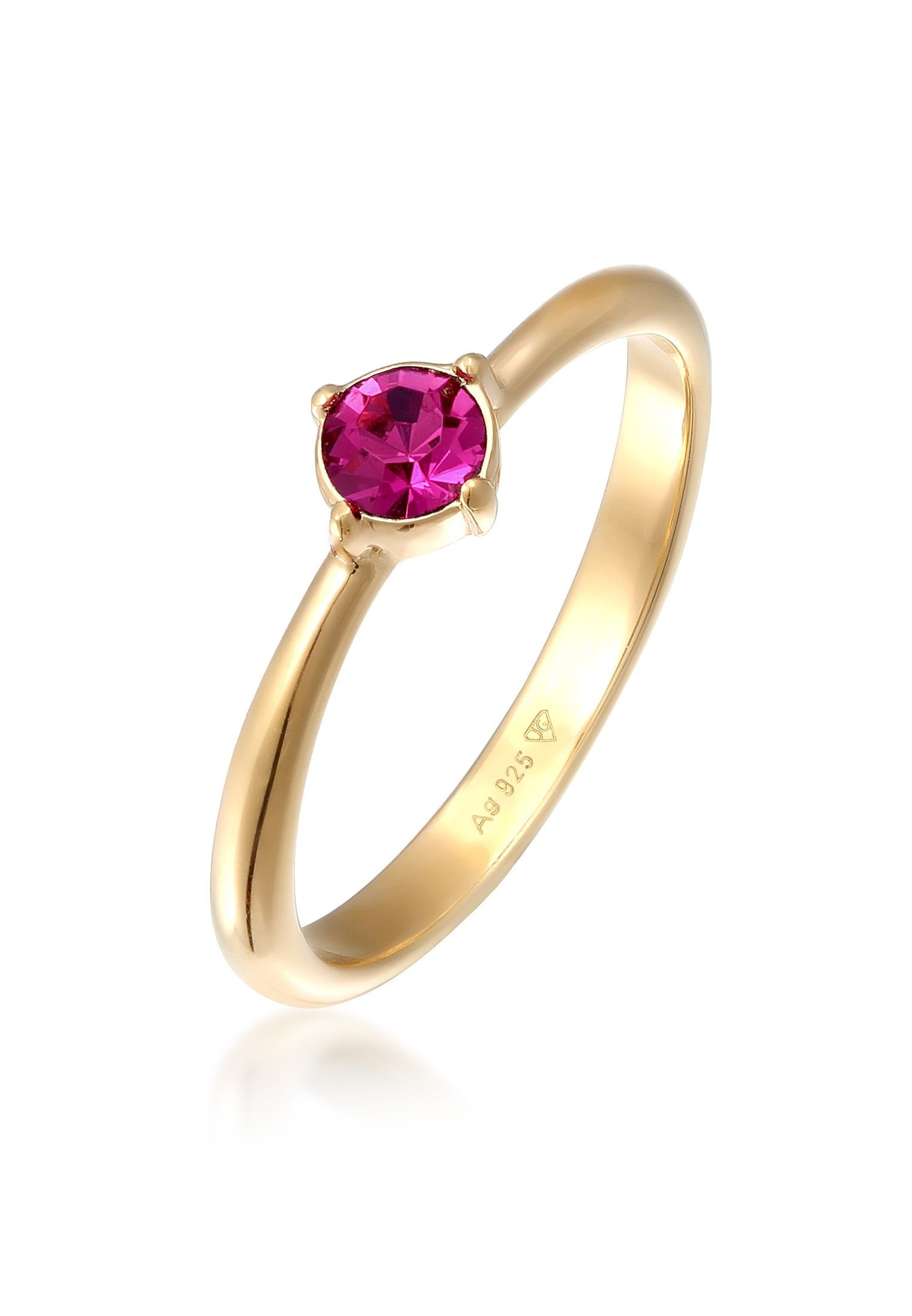Elli Fingerring Solitär Kristall Rot-Rosa Klassik 925 Silber günstig online kaufen