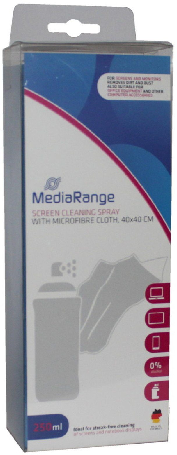 Mediarange Reinigungselement Bildschirmreiniger Set Mikrofasertuch ml & Spray 250