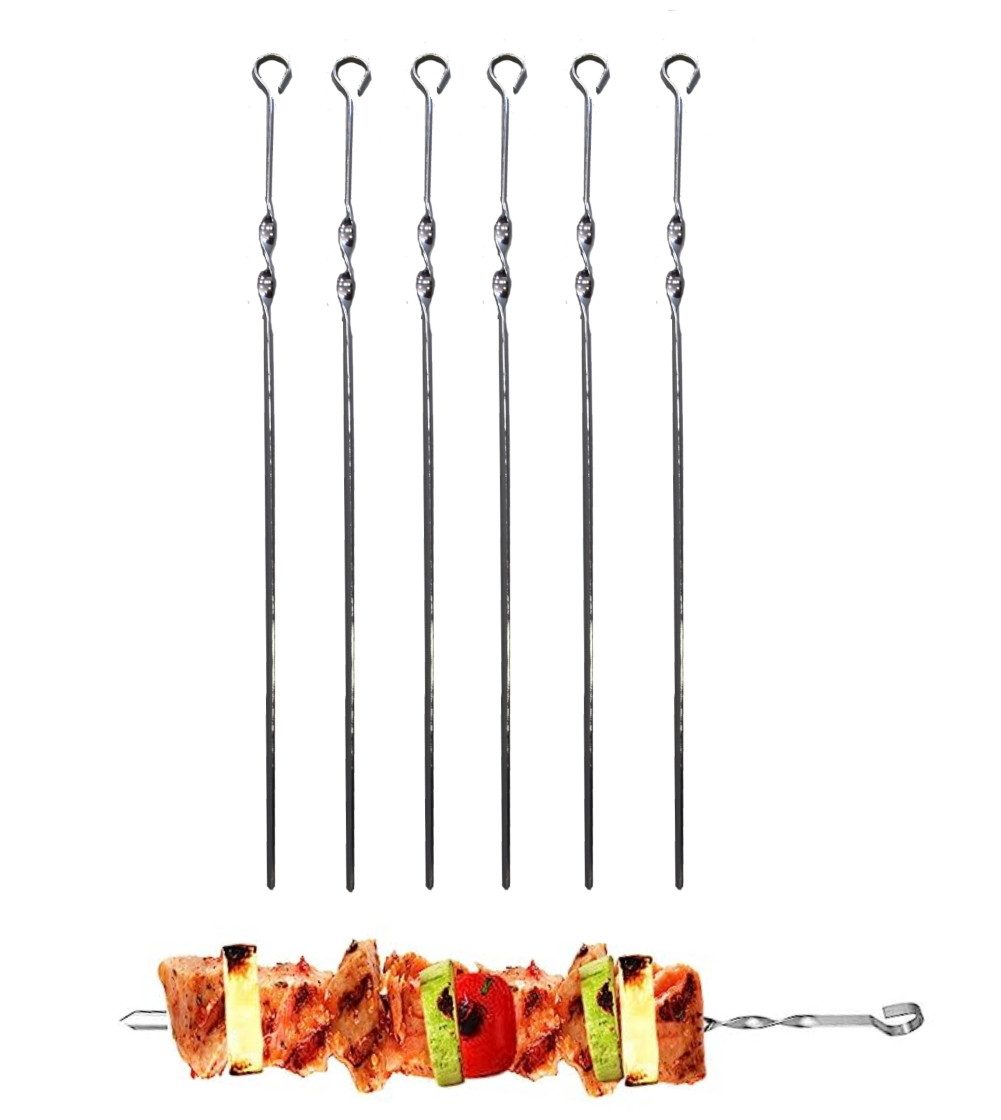 walexo Grillspieß Schaschlikspieße Schampura Fleischspieße Edelstahl 500x10x1,5mm (6-St)