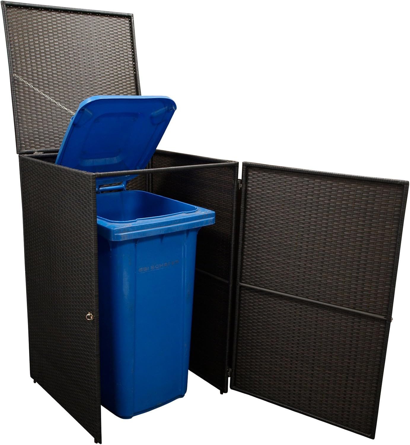 MERXX Mülltonnenbox, für 1 Tonne 240 Liter, Stahl + Polyrattan braun