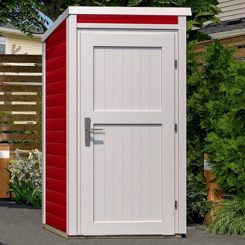 weka Garten-Geräteschrank, BxT: 97x100 cm, BxTxH: 97x100x200,5 cm, rot -naturfarben