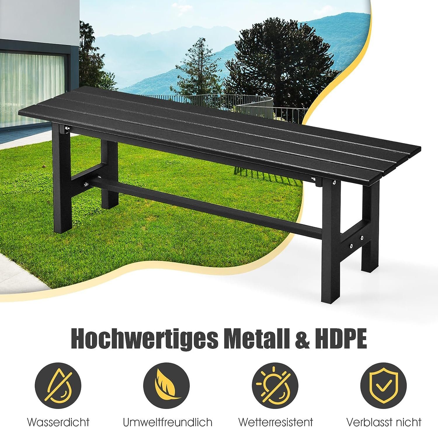 KOMFOTTEU Gartenbank Sitzbank, wetterfest & lichtecht, 120×36×40,5cm