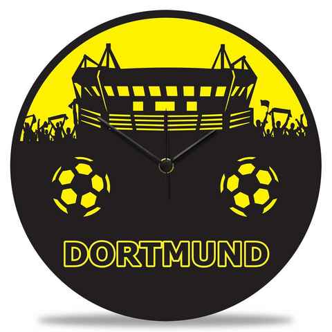GRAVURZEILE Wanduhr aus Holz - Vereinsliebe Dortmund - Fußball -