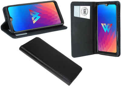 cofi1453 Handyhülle Hülle Tasche für LG W30, Kunstleder Schutzhülle Handy Wallet Case Cover mit Kartenfächern, Standfunktion Schwarz