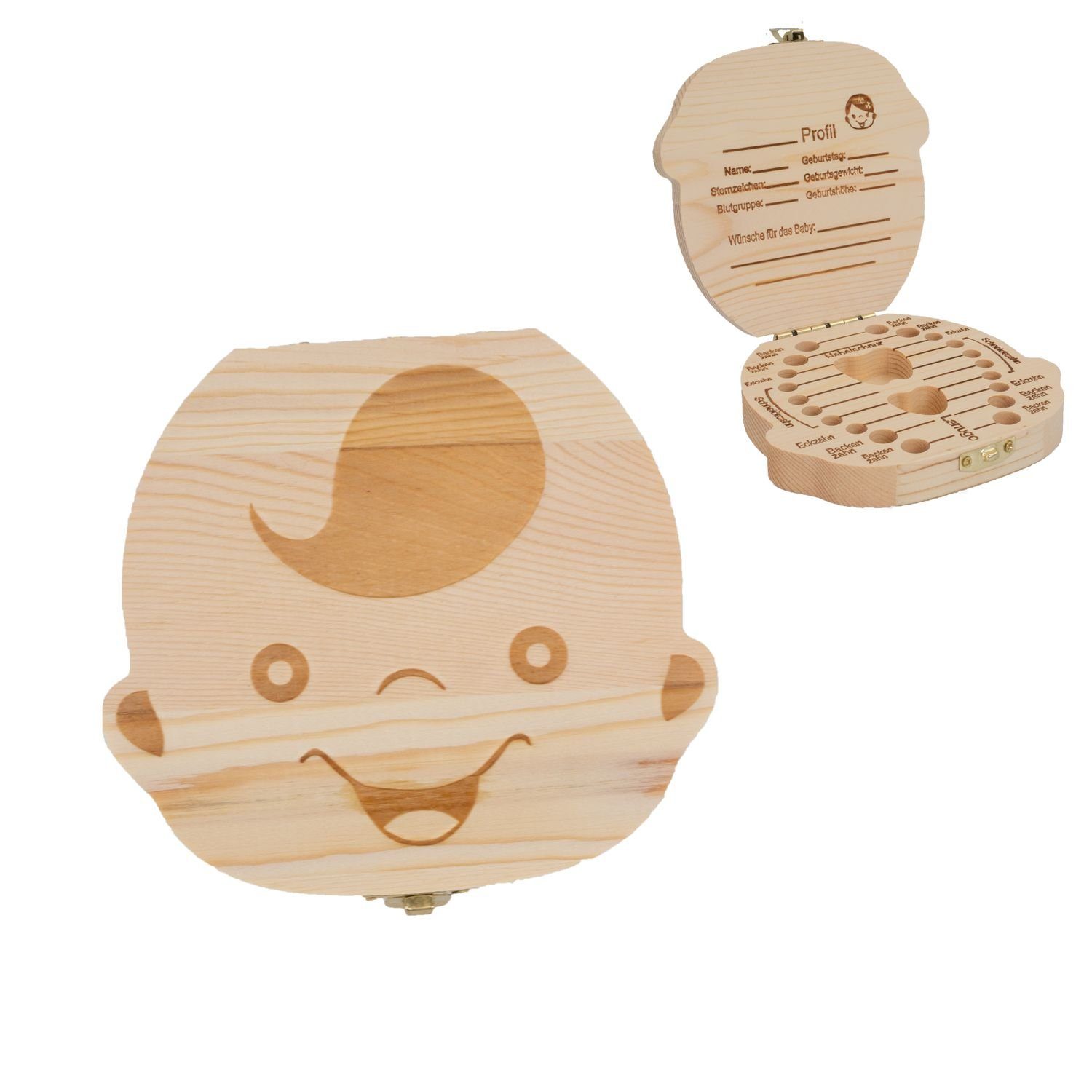 Intirilife Zahndose, Milchzahndose aus Holz für Jungs Kinder Zahnbox Zahndose