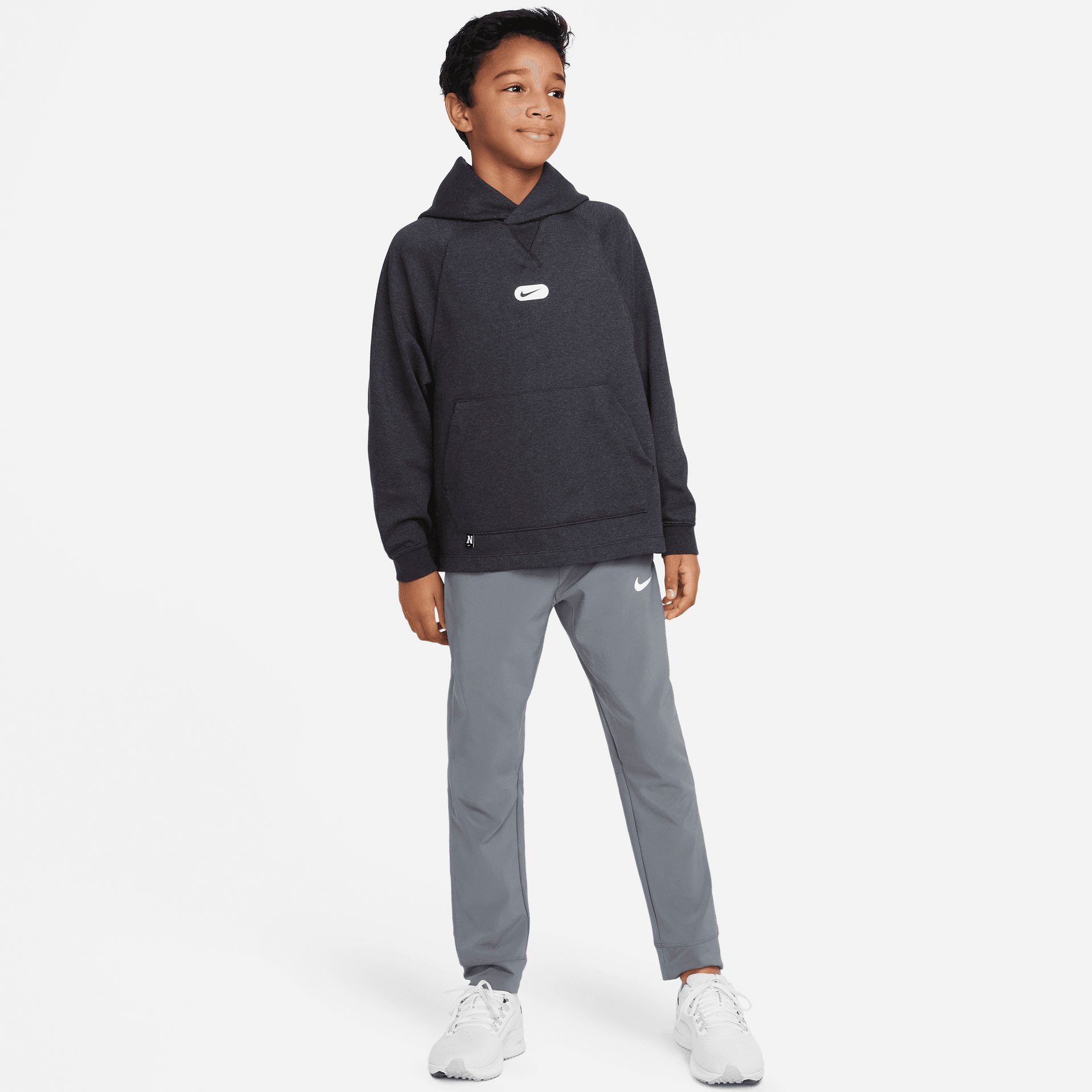 (Boys) BLACK/HTR/WHITE Big Athletics Kids' Dri-FIT Hoodie Fleece Training Nike Kapuzensweatshirt