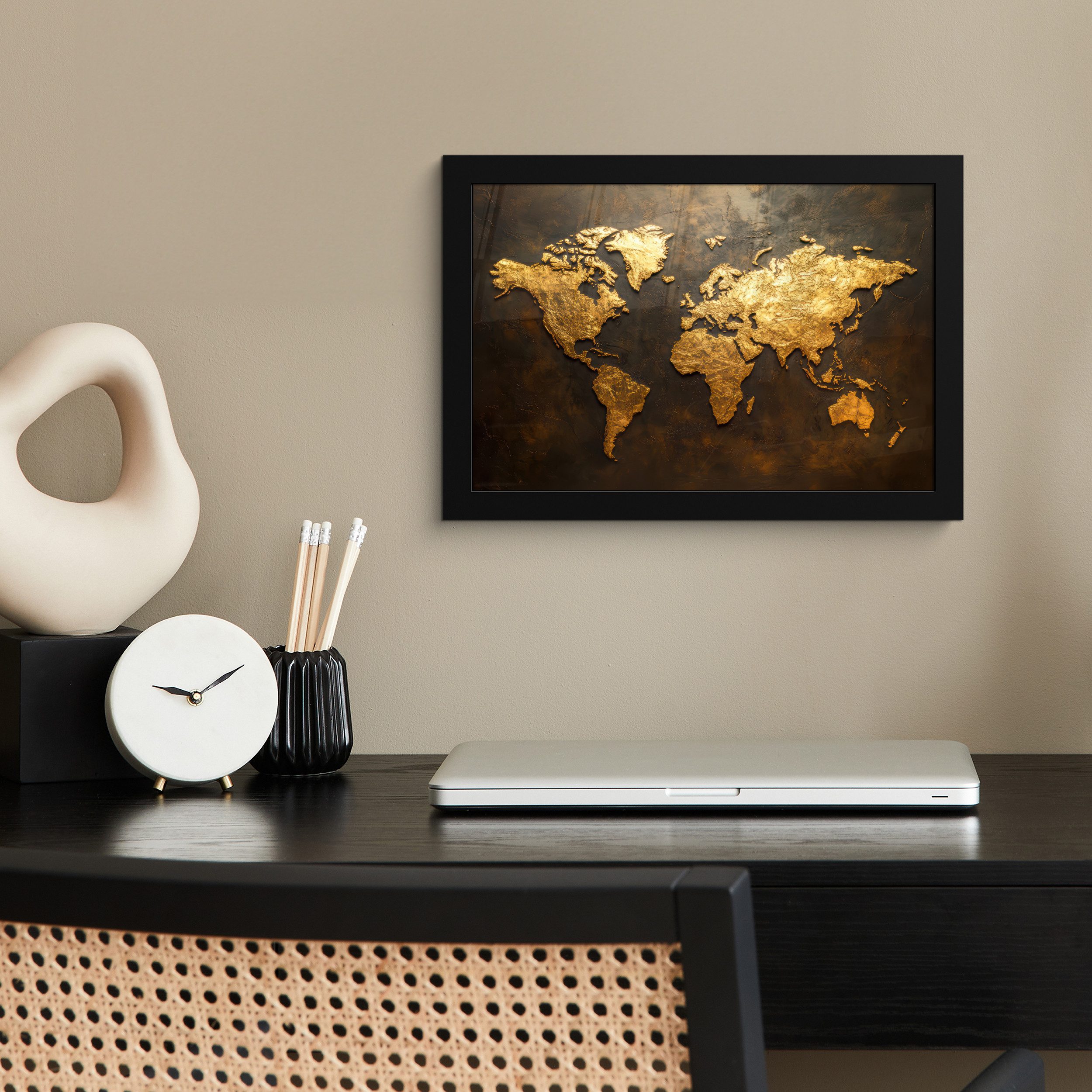 MuchoWow Poster Weltkarte - Gold - günstig online kaufen