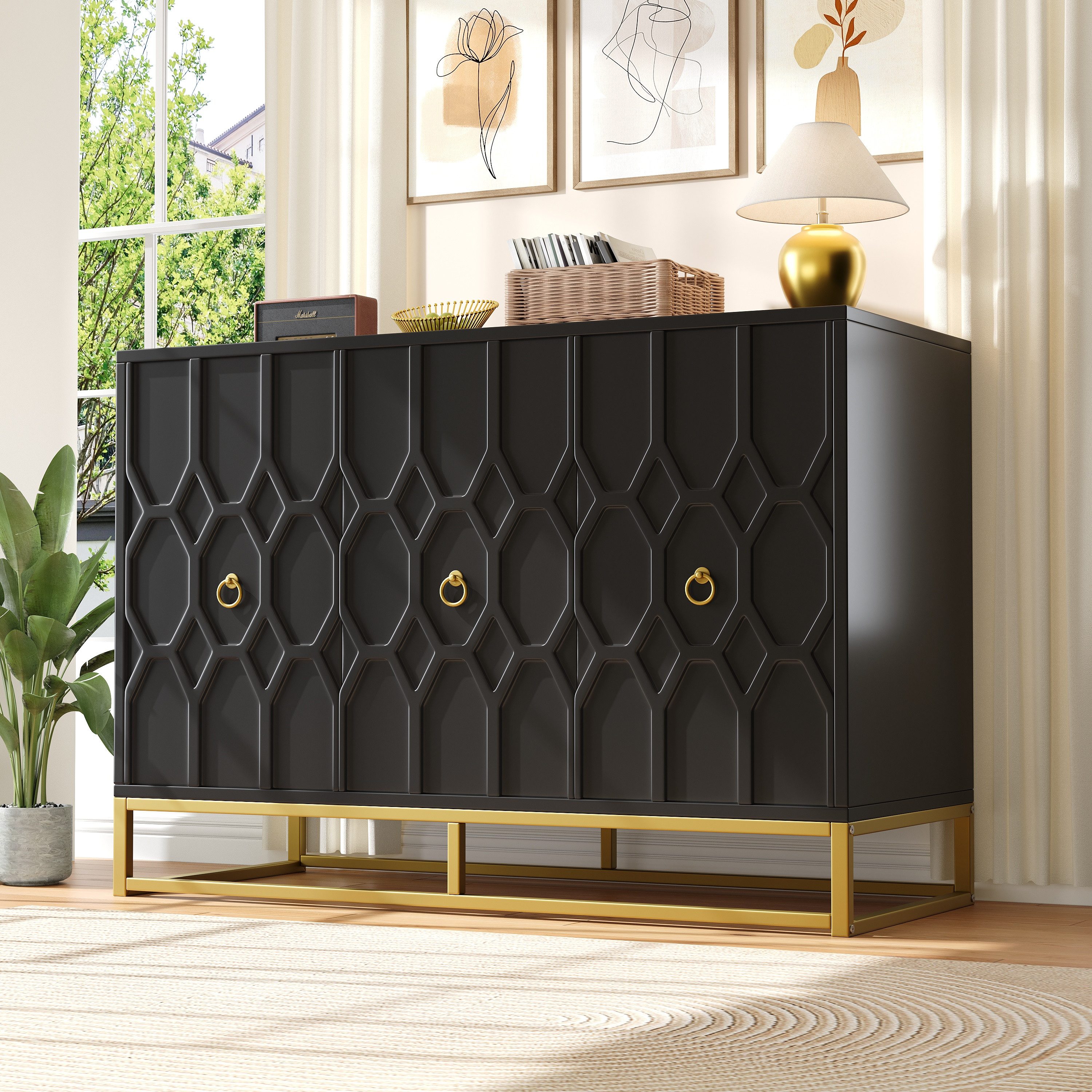 HAUSS SPOLE Sideboard 120×40×85cm mit Eisenrahmenbeinen günstig online kaufen