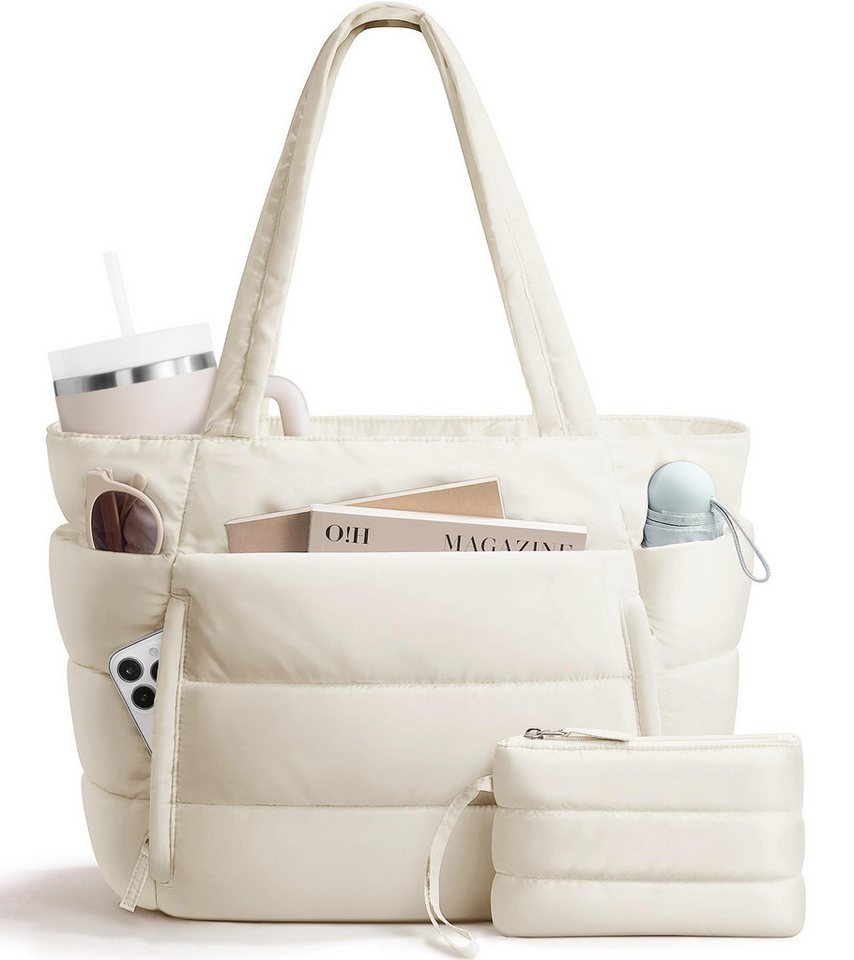 nsihing Umhängetasche Handtasche Damen Shopper Schultertasche Damen Tote Bag, Puffer-Tragetasche für Damen, leichte, bauschige Arbeitshandtasche