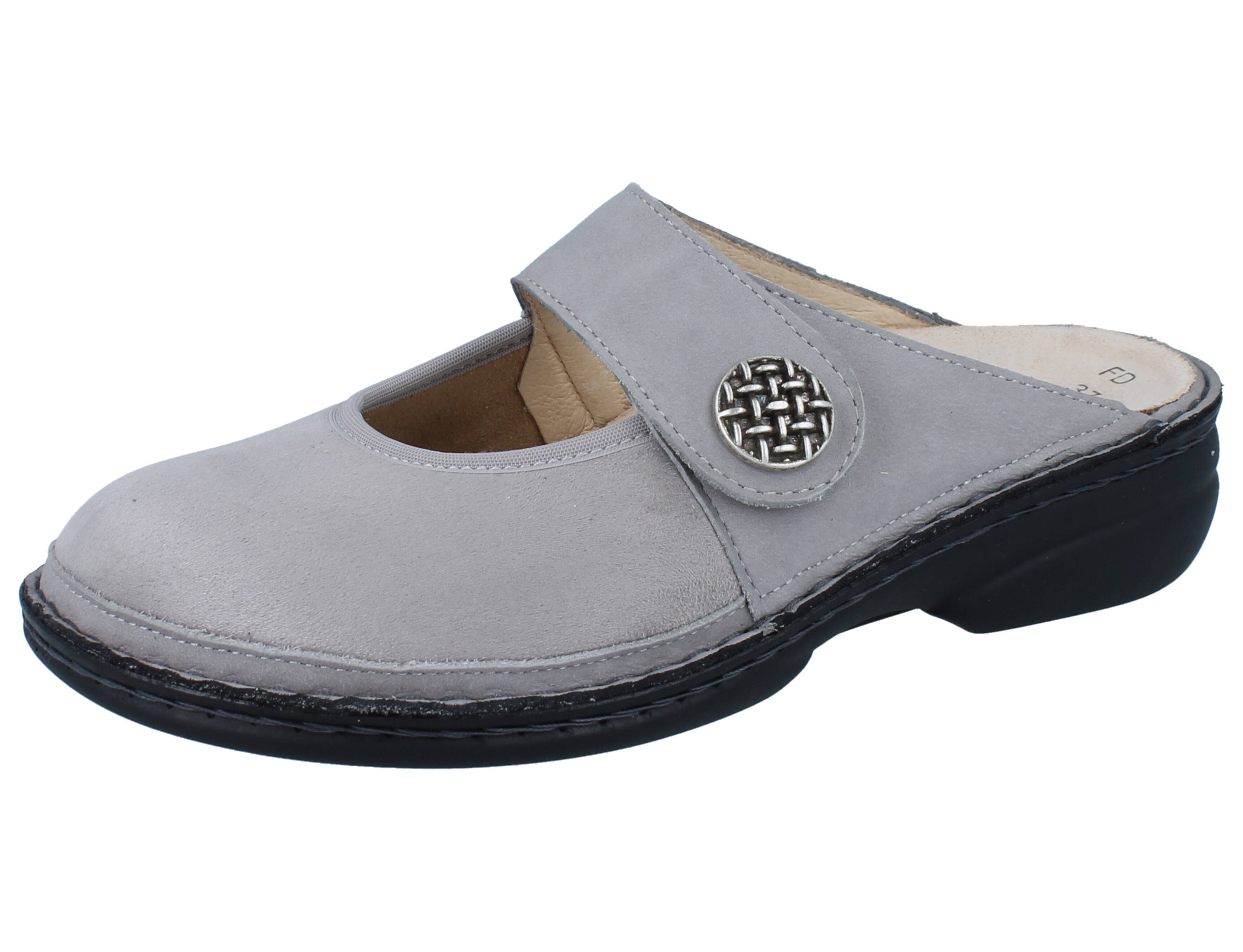 Finn Comfort FINN COMFORT Asinara Damen Clog hellgrau Nubukleder Stretch - Größe: Clog Wechselfußbett