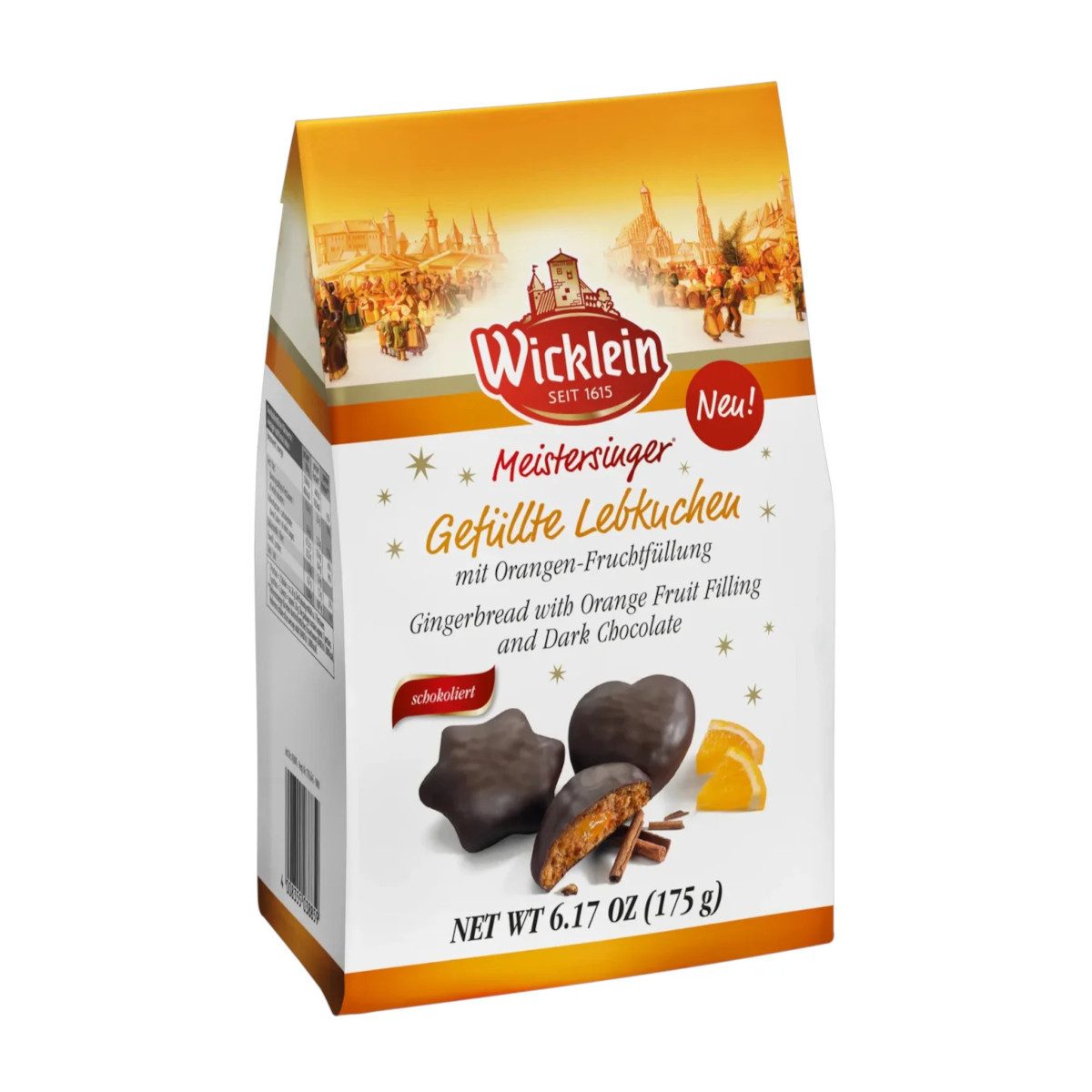 Wicklein Kekse, Wicklein Meistersinger gefüllte Lebkuchen Orangen Fruchtfüllung 175g