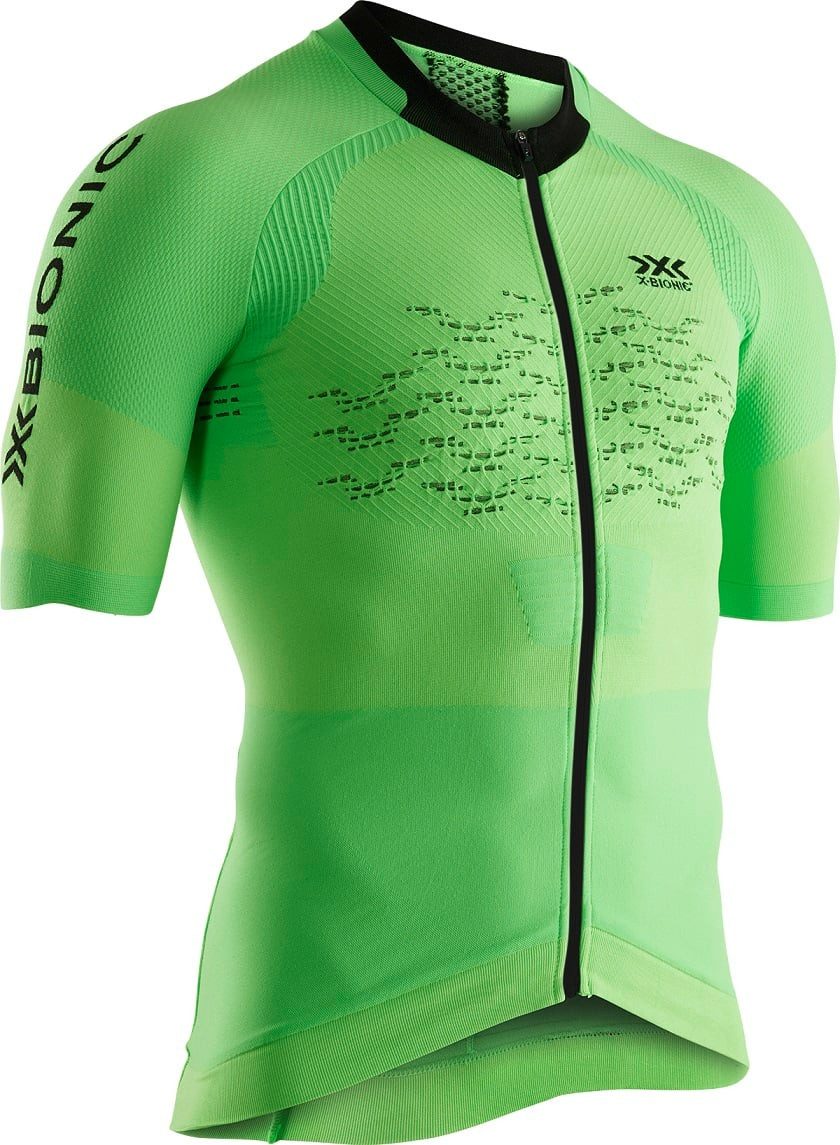 T-Shirt Fahrrad-Shirt Full-Zip The Trick 4.0 Kurzarm limegrün Herren