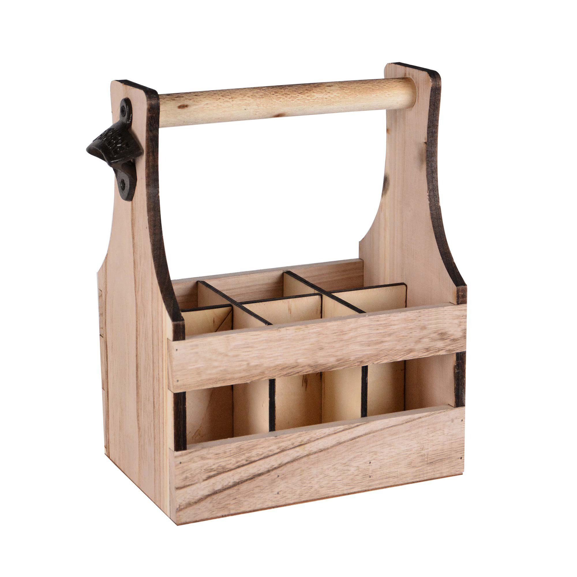 UNUS HOME Flaschenkorb Männerhandtasche, aus Holz mit Flaschenöffner ohne Beschriftung