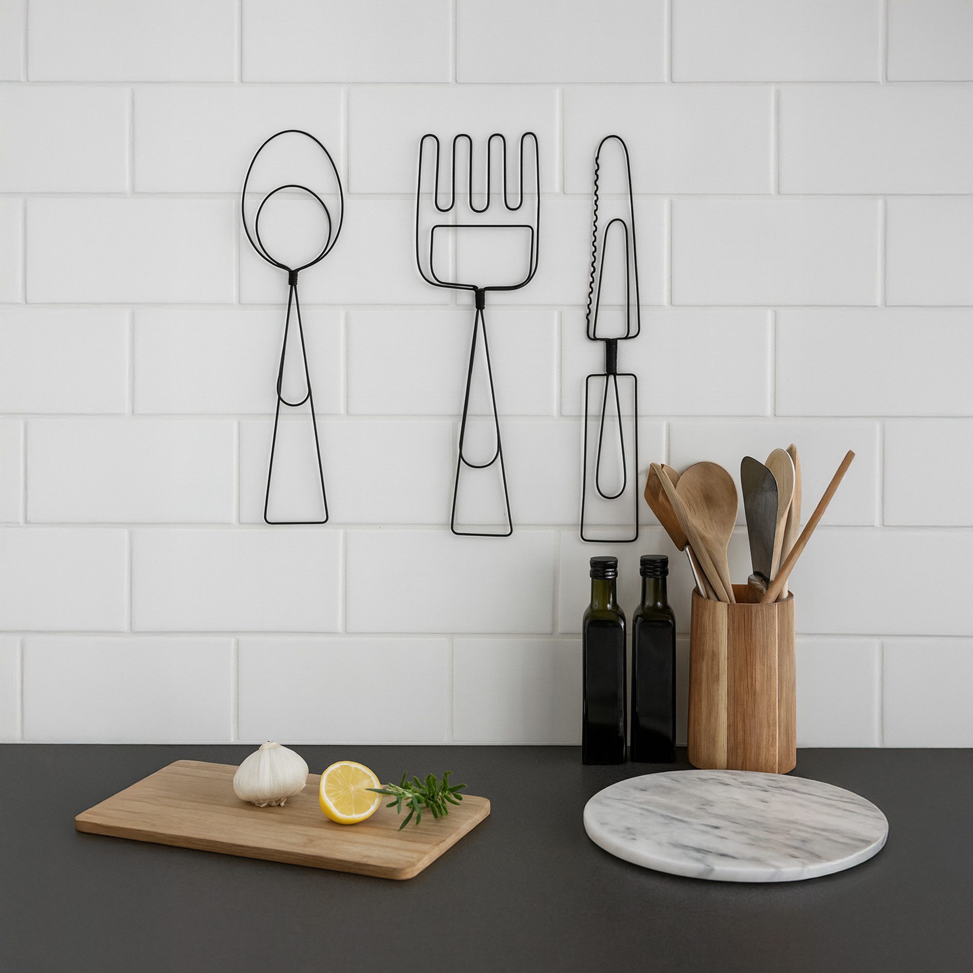 UNUS HOME Wanddekoobjekt 3er Set Wanddeko Besteck klein aus Metall (3er Set günstig online kaufen