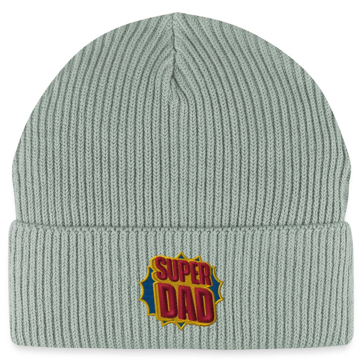 Beanie Super Dad Schriftzug Stickerei Fisherman Beanie Bio Mütze