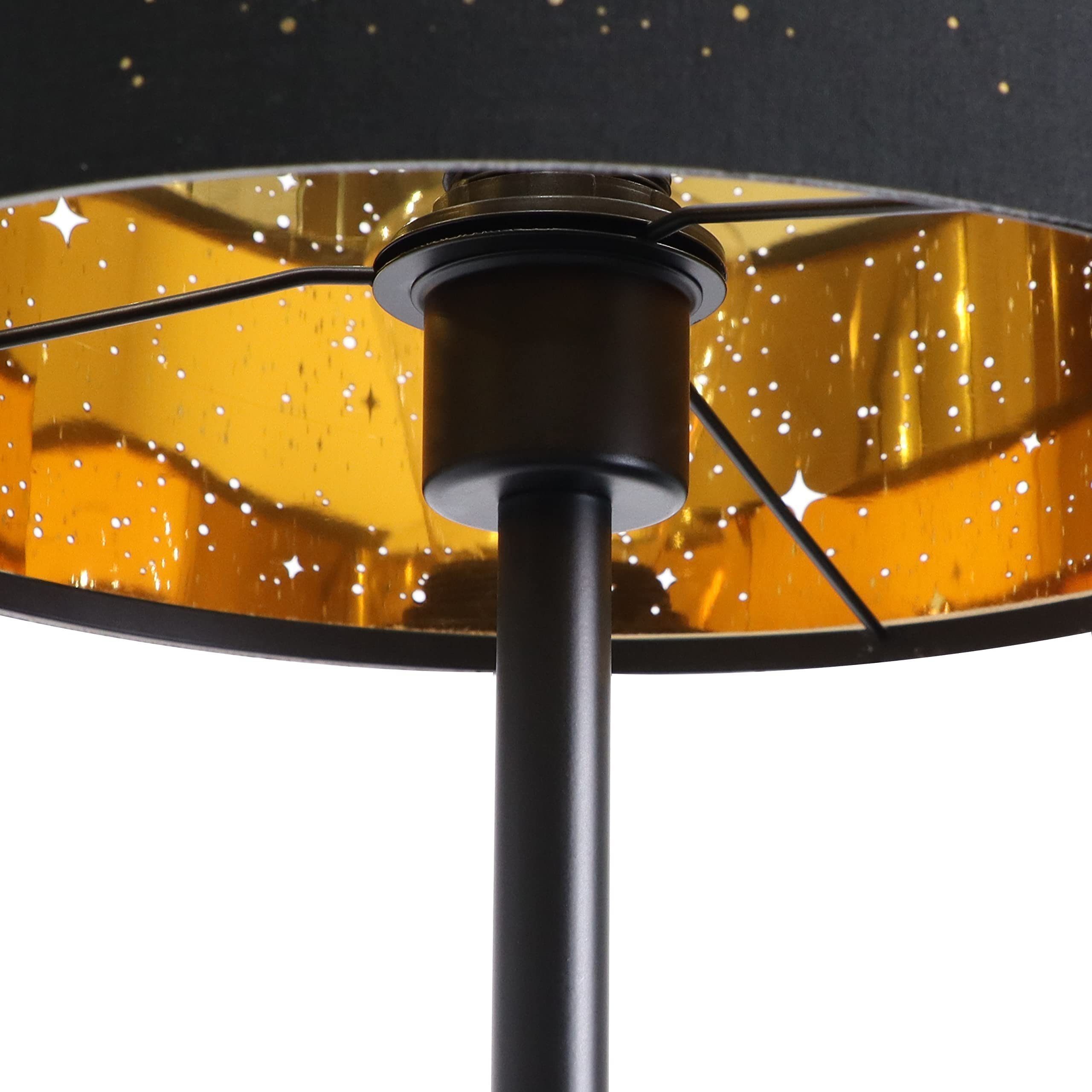 ZMH Stehlampe Wohnzimmer Schwarz Gold/Grau E27 Metall Stoffschirm Schlafzimmer Flur, ohne Leuchtmittel, für Schlafzimmer Kinderzimmer Flur Café – Bild 4 von 5