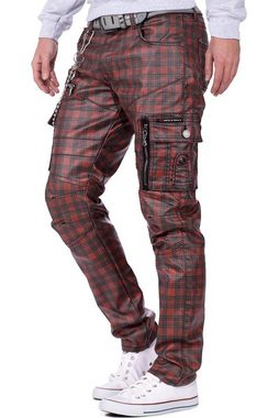 Cipo & Baxx Regular-fit-Jeans Cargo Hose BA-CD721 mit Zippern im Lederimitat