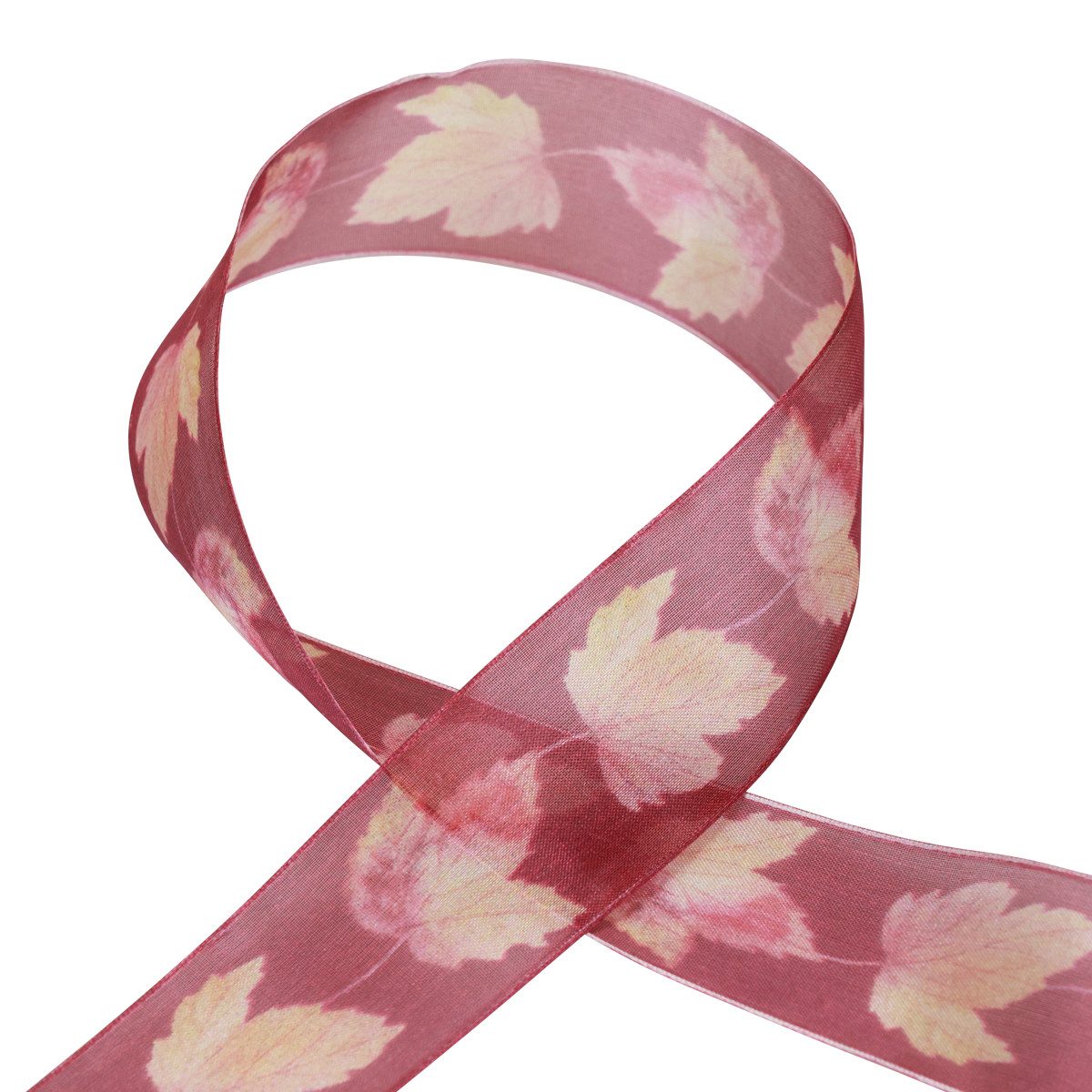 Thumbnail - Viana Dekoband Geschenkband Ahornblätter Lila Bordeaux, Herbst Deko, 40mm x 15m -