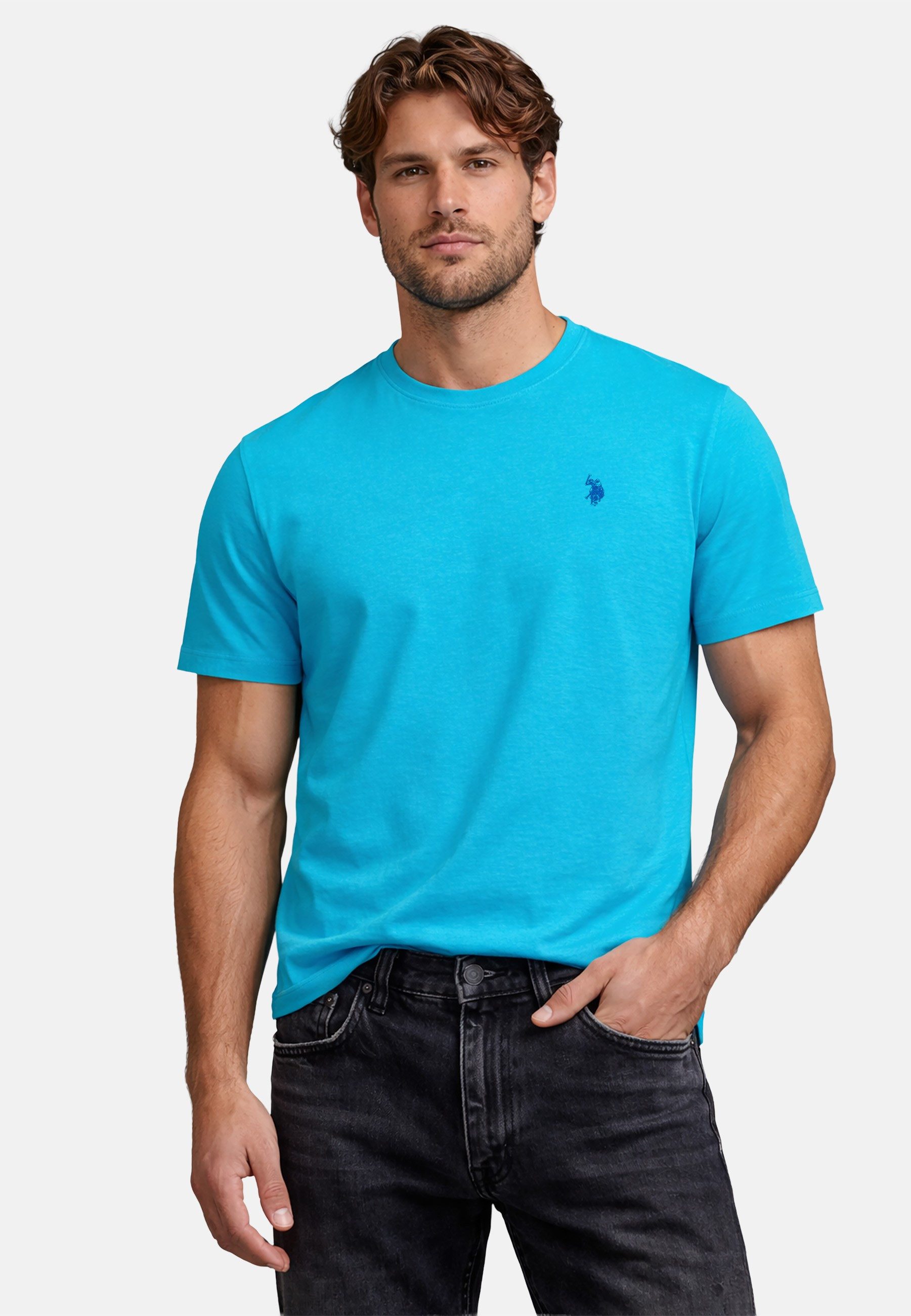 U.S. Polo Assn. T-Shirt USCaaleb – Herren Basic mit Rundhalsausschnitt 100 % Baumwolle mit weicher Haptik und leichtem Tragegefühl