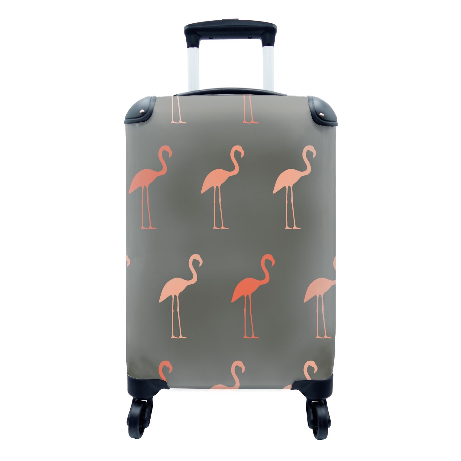 MuchoWow Handgepäckkoffer Flamingo - Vogel - Muster, 4 Rollen, Reisetasche mit rollen, Handgepäck für Ferien, Trolley, Reisekoffer