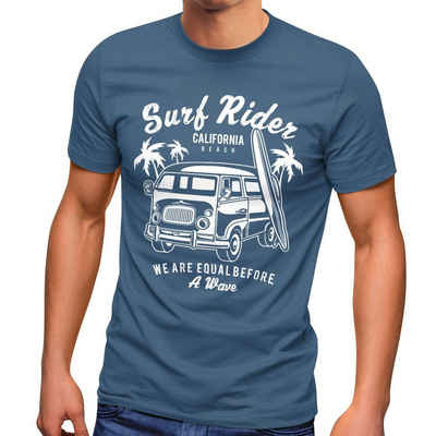 Neverless Print-Shirt Herren T-Shirt Bus Surfing Retro Slim Fit Neverless® mit Print