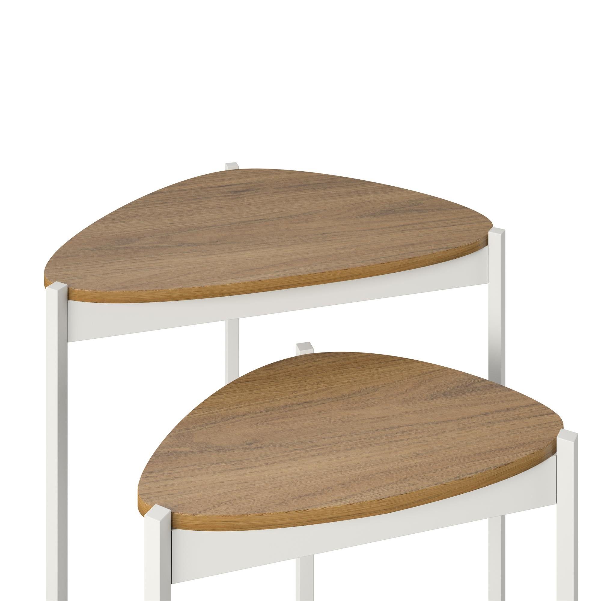 loft24 Satztisch Tallulah (2-St), Beistelltisch, Wohnzimmertisch Set, Metallgestell, Walnuss Optik