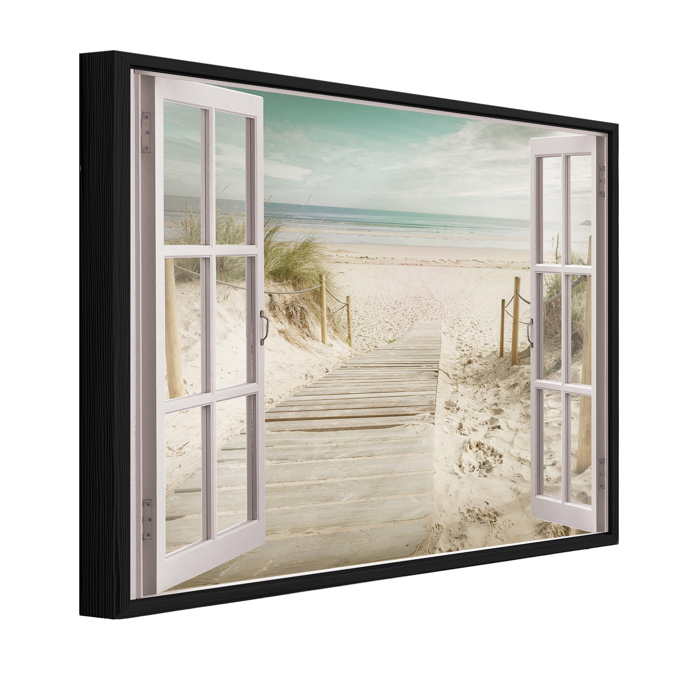 Wallarena Leinwandbild Fensterblick Strand Meer Natur günstig online kaufen