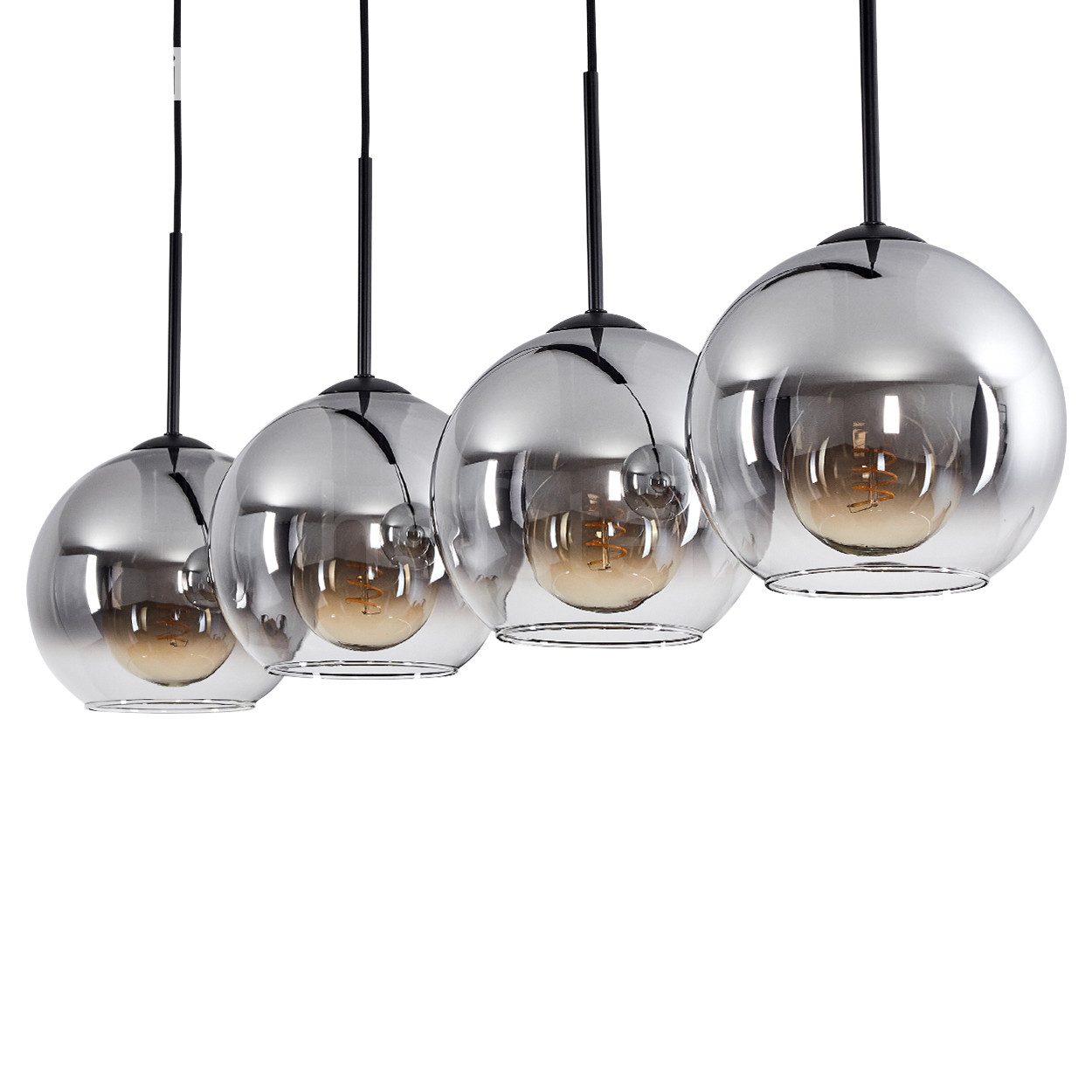 hofstein Hängeleuchte »Cesaro« Hängelampe aus Metall/Glas in Schwarz/Rauchf günstig online kaufen