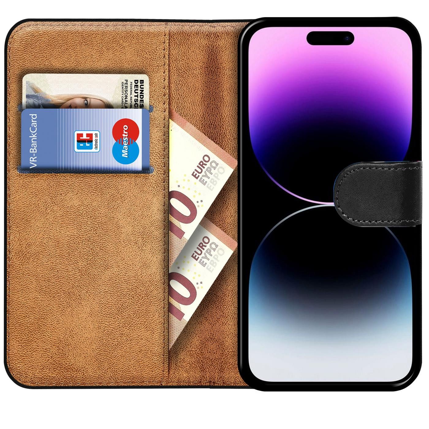 CoolGadget Handyhülle Wallet Klapp Tasche Book Case für Apple iPhone 14 Pro Max 6,7 Zoll, Hülle Klapphülle Flip Cover Etui Schutzhülle